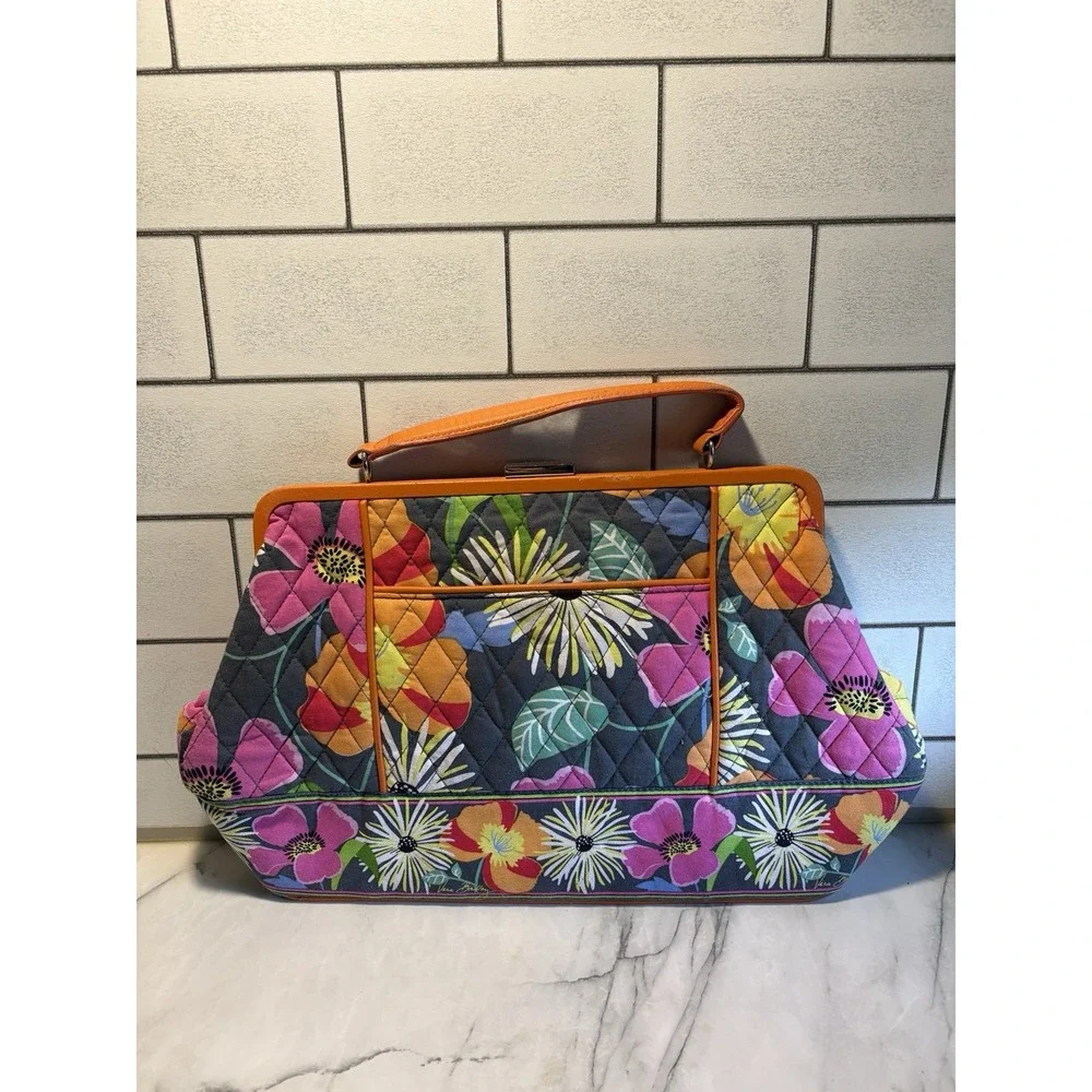 Vera Bradley Barbara Frame Bag Jazzy Blooms Floral Retired 2013 Quilted Satchel